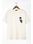 Erkek Ekru Astronot Baskılı Bisiklet Yaka Oversize Rahat Kalıp Basic T-Shirt 22Y-3400761-3 1