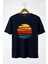 Erkek Lacivert Güneş Baskılı Bisiklet Yaka Oversize T-Shirt 22Y-3400762-1 1