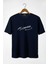 Erkek Lacivert Önü Atatürk Imza Baskılı Bisiklet Yaka Oversize T-Shirt 22Y-3400762-55 1