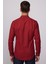Slim Fit Uzun Kol Biyeli Yaka Düğmeli Keten Bordo Erkek Gömlek 5