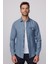 Slim Fit Dar Kesim Tek Cep Kapaklı Pamuklu Mavi Denim Gömlek 3