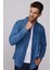 Slim Fit Dar Kesim Çift Cep Kapaklı Pamuklu Denim Lacivert Gömlek 1