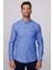 Modern Slim Fit Pamuklu Kolay Ütü Armürlü Indigo Erkek Gömlek 2