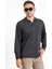 Erkek Orta Yaş ve Üzeri Polo Yaka Cepli Uzun Kollu Mevsimlik Sweatshirt 1103-Füme 2