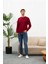 Erkek Comfort Fit Basic Düz Sweatshirt Bordo MARS26 4