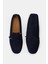 Erkek Lacivert Bağcık Detaylı Süet Loafer 4