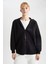 Fit Oversize Fit Kapüşonlu Çift Cepli Fermuarlı Kalın Sweatshirt B0992AX23AU 1