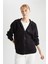 Fit Oversize Fit Kapüşonlu Çift Cepli Fermuarlı Kalın Sweatshirt B0992AX23AU 3