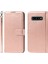 R61 Doku Dikişli Dikiş Telefon Kılıfı Strap Anti -Drop Pu Deri Cüzdan Kapağı Samsung Galaxy S10 - Gül Altın (Yurt Dışından) 1