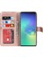 R61 Doku Dikişli Dikiş Telefon Kılıfı Strap Anti -Drop Pu Deri Cüzdan Kapağı Samsung Galaxy S10 - Gül Altın (Yurt Dışından) 4