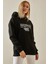 Siyah Yazı Detaylı Şardonlu Kapüşonlu Sweatshirt 4KXK8-47600-02 1