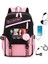 Black Pink USB Şarj Edilebilir Çok Fonksiyonlu Büyük Kapasiteli Su Geçirmez Sırt Çantası (Yurt Dışından) 1