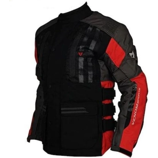 Venom Tourex Touring Siyah-Kırmızı Motosiklet Ceketi