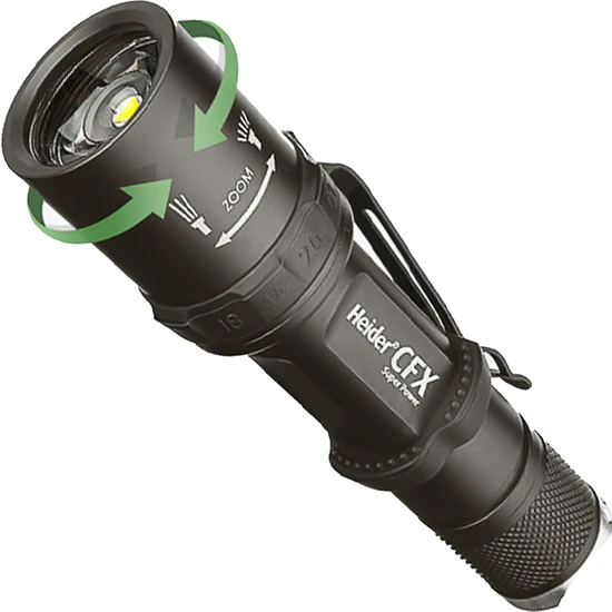 Heider Cfx Super Power - 750M Mesafeli Zoom El Feneri - Tır Lens- Altın Kaplama Iç Parçalar