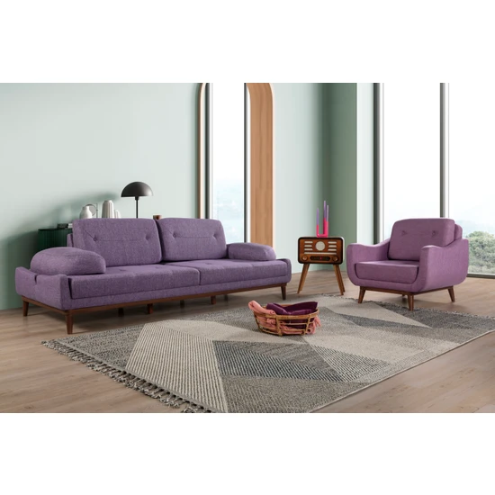 Perla Sofa Nelson Koltuk Takımı Keten Mor