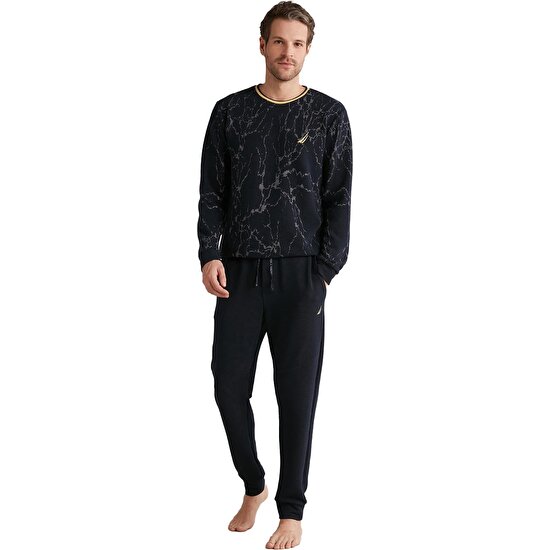 Nautica Erkek Lux Mood Uzun Kollu Lacivert Pijama Takımı