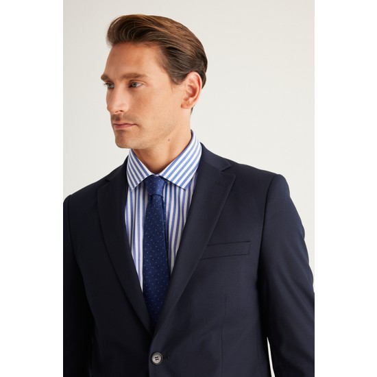 ALTINYILDIZ CLASSICS Erkek Lacivert Slim Fit Dar Kesim Mono Yaka Takım Elbise