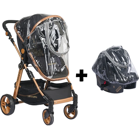 Mamma Fermuarlı Lüks Travel Bebek Arabası + Ana Kucağı Yağmurluğu Seti ( Tüm Travel Arabalara Uyar )