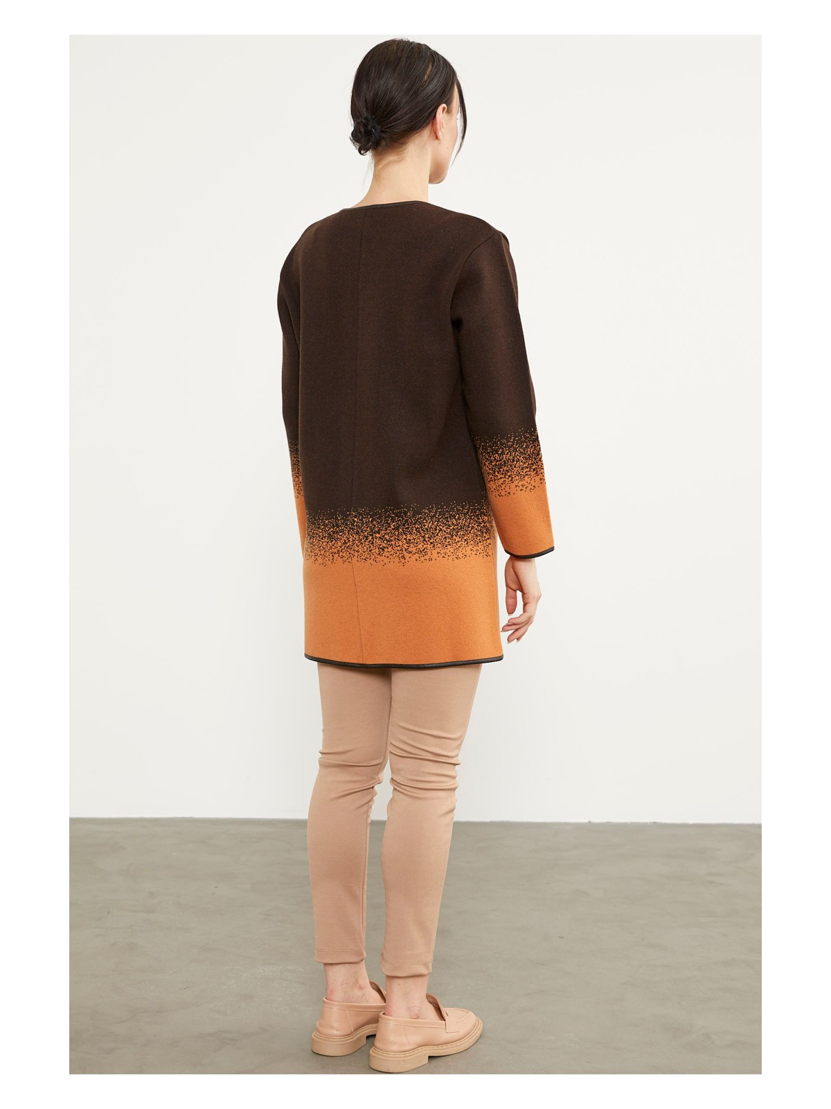 Sementa Deri Biye Detaylı Çift Renk Triko Ceket - Lacivert - Görsel 5