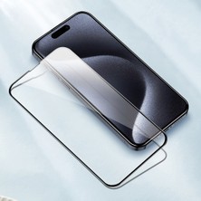 Dexmon iPhone 15 Pro Max 6d Cam Ekran Koruyucu Ekranı Tam Kaplayan Güçlü Yapışkan Özellikli Kılıf Dostu