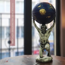Mukemel Atlas’ın Burç Küresini Tuttuğu Heykel – Astrolojik Ev Dekoru – El Yapımı - Mükemel orijinal tasarım