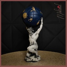 Mukemel Atlas’ın Burç Küresini Tuttuğu Heykel – Astrolojik Ev Dekoru – El Yapımı - Mükemel orijinal tasarım