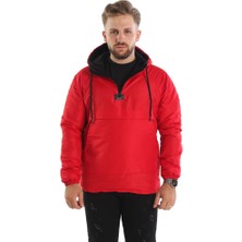 Good Fashion Dar Kesim Içi Kürklü Kanguru Cep Erkek Yağmurluk Mont