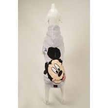 A40 Pet Kapüşonlu Içi Şardonlu Kedi ve Köpek Sweatshirt Hoodie Disney Mickey Mouse Gri