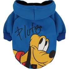 A40 Pet Kapüşonlu Içi Şardonlu Kedi ve Köpek Sweatshirt Hoodie Disney Pluto Mavi