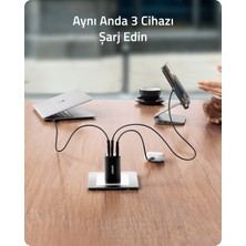 Anker 735 Nano II 65W 3 Portlu USB-C Hızlı Şarj Cihazı - iPhone / Android / Macbook Uyumlu  GaN II - PPS Destekli Type-C Hızlı Şarj Adaptörü - A2667 (Anker Türkiye Garantili)