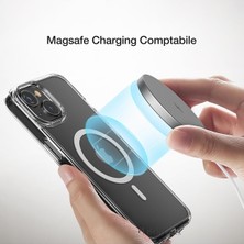 MTK Moveteck Apple iPhone 15 Için Kılıf Magsafe Wireless Kablosuz Şarj Destekli Sert Silikon Şeffaf Clear Kapak Manyetik