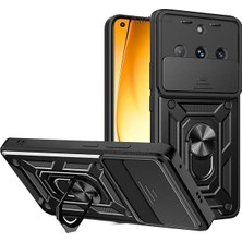 MTK Moveteck Realme 11 Pro Kılıf Kamera Korumalı Sürgülü Dönebilen Yüzüklü Armor Military Zırh Tank Standlı Kapak