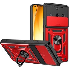 MTK Moveteck Realme 11 Pro Kılıf Kamera Korumalı Sürgülü Dönebilen Yüzüklü Armor Military Zırh Tank Standlı Kapak