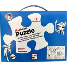 Funny Mat - Washable Puzzle: Korsan Adası - Birleştir Boya! (12 Parça Puzzle + 6 Adet Kalem Hediye)