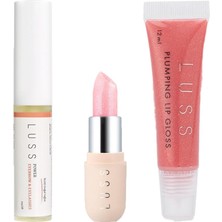 Luss Lip Gloss Dudak Parlatıcısı No8 Dudak Balm No1 ve Kaş Kirpik Besleyici Serum 3lü Set