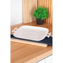 Acar Bianco Perla Kare Kulplu Servis Tabak - 32.5 cm