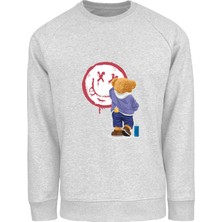 Ada Bebek Çocuk Oversize Ressam Bear Baskılı Çocuk Sweatshirt