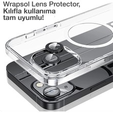 Wrapsol iPhone 15 Plus Siyah Kamera Lens Koruyucu Kolay Uygulama Aparatlı