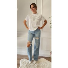 Quzu Taş Detaylı Tshirt