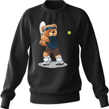 Ada Bebek Çocuk Oversize Tenisçi Bear Baskılı Çocuk Sweatshirt