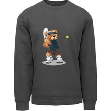 Ada Bebek Çocuk Oversize Tenisçi Bear Baskılı Çocuk Sweatshirt