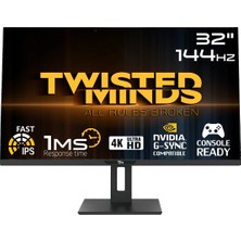 Twısted Mınds 32 TM32DUI UHD 4K 144Hz 1ms HDMI Dp Gsync Ps/xbox Rgb IPS Gaming Monitör