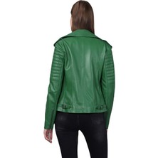 Basic & More Kadın Motorcu Deri Ceket BM02