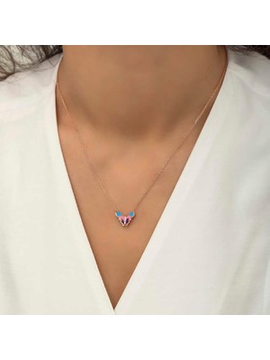 Mevafa 925 Ayar Gümüş Rose Minimal Kelebek Kadın Gümüş Kolye