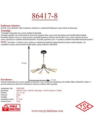 Eray Aydınlatma 86417-8 Sarı LED Avize