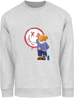 Ada Bebek Çocuk Oversize Ressam Bear Baskılı Çocuk Sweatshirt