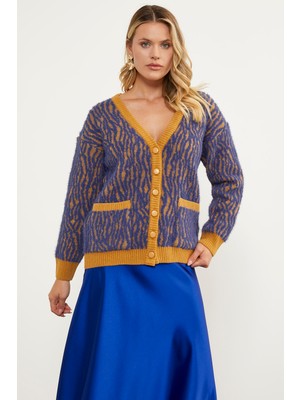 Sementa Renk Kombinli Yumoş Triko Hırka - Güneş