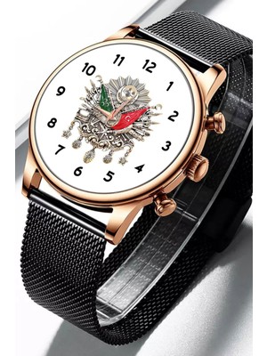 Stony Osmanlı Tuğrası Bay Kol Saati Beyaz Tasarım