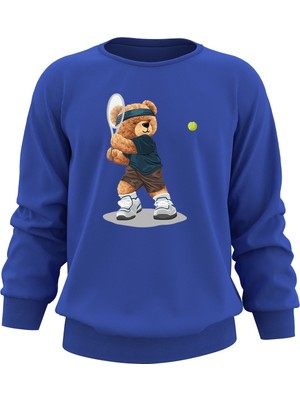 Ada Bebek Çocuk Oversize Tenisçi Bear Baskılı Çocuk Sweatshirt
