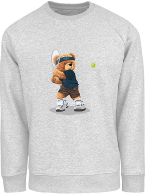 Ada Bebek Çocuk Oversize Tenisçi Bear Baskılı Çocuk Sweatshirt
